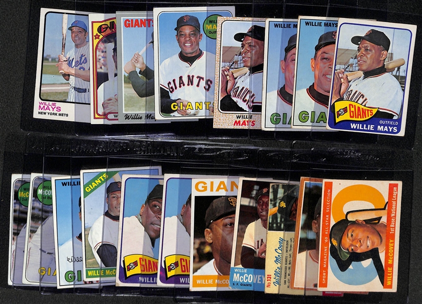 Lot of (8) 1965-1973 Topps Willie Mays Cards & (11) 1960-1969 Willie McCovey Cards
