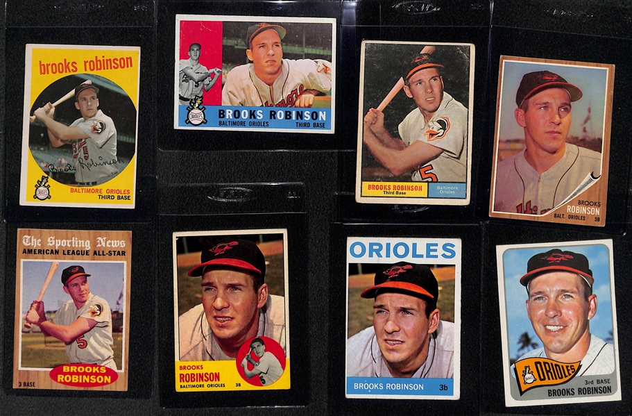  Lot of (18) 1959-1968 Topps Cards of B. Robinson/F. Robinson/Rose/Yaz