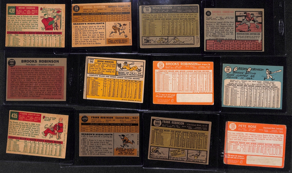  Lot of (18) 1959-1968 Topps Cards of B. Robinson/F. Robinson/Rose/Yaz