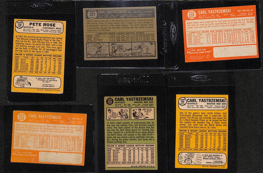 Lot of (18) 1959-1968 Topps Cards of B. Robinson/F. Robinson/Rose/Yaz