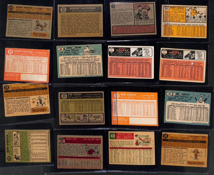  Lot of (18) 1957-1967 Topps Cards of Koufax/Gibson/Ford