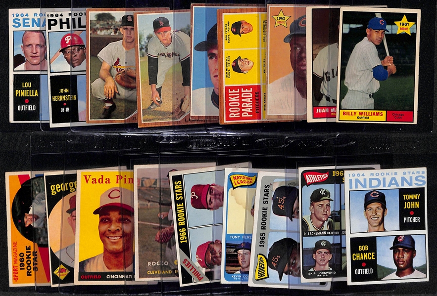 Lot of (19) 1957-1966 Topps Star & HOFer Rookie Cards w. 1962 Lou Brock