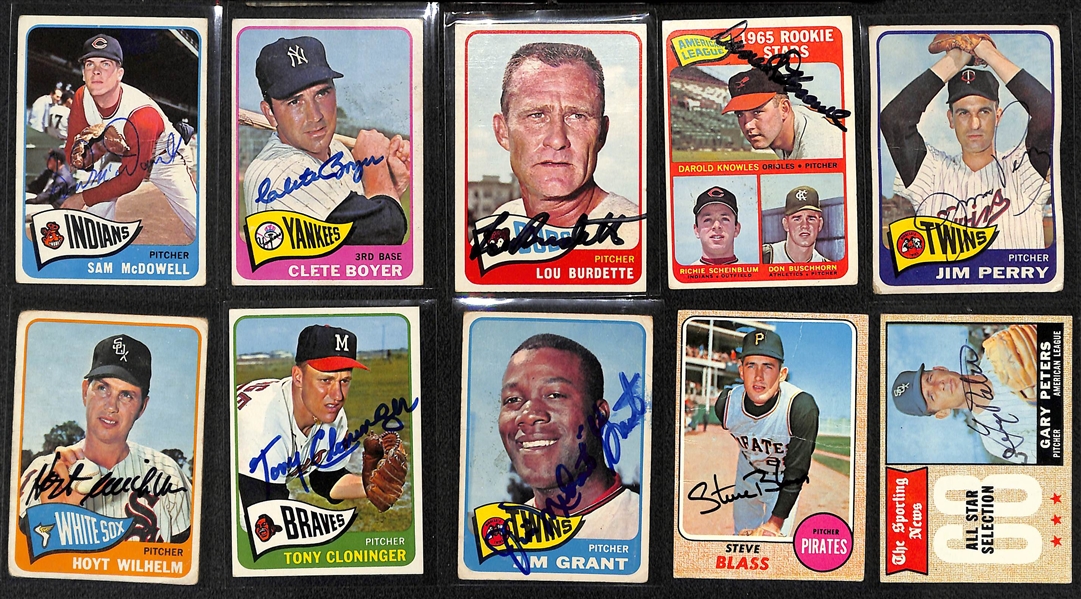 Lot of (110) Autographed Topps Baseball Cards from 1961-1970 w. 1965 Sam McDowell - JSA Auction Letter