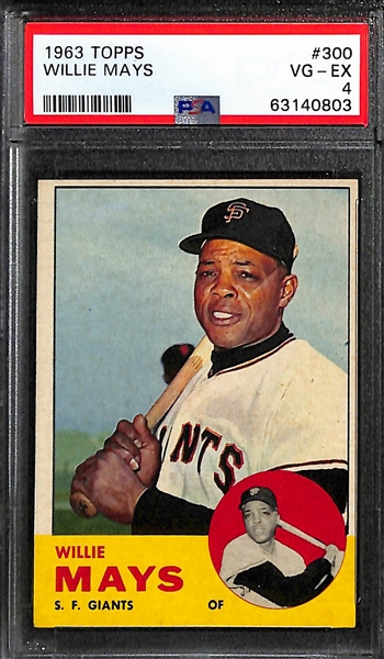 Lot of (3) Graded 1963 Topps Cards - Mays #300 (PSA 4), Koufax #210 (Authentic Altered), Mays #300 (Authentic Altered)