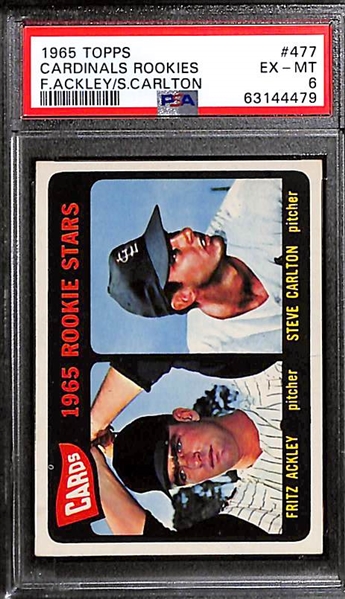 Lot of (2) 1965 Topps Steve Carlton Rookies #477 - Both Graded PSA 6 EX-MT (One Near Perfect Centering)