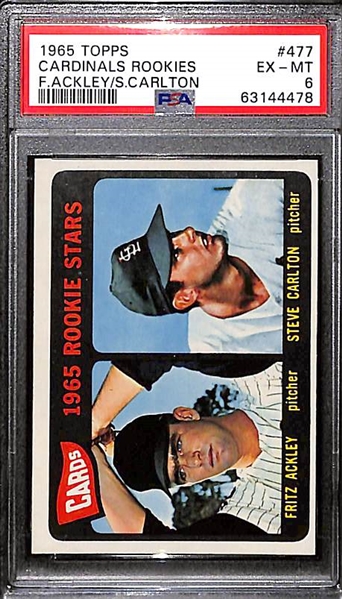 Lot of (2) 1965 Topps Steve Carlton Rookies #477 - Both Graded PSA 6 EX-MT (One Near Perfect Centering)