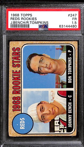 1965 Topps Steve Carlton Rookie #477 (PSA 3) & 1968 Topps Johnny Bench Rookie #247 (PSA 1.5)