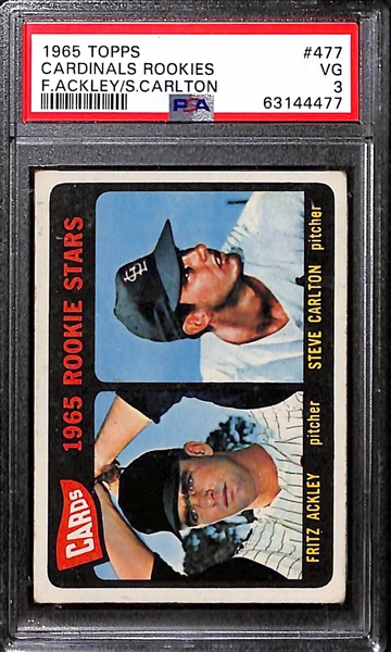 1965 Topps Steve Carlton Rookie #477 (PSA 3) & 1968 Topps Johnny Bench Rookie #247 (PSA 1.5)