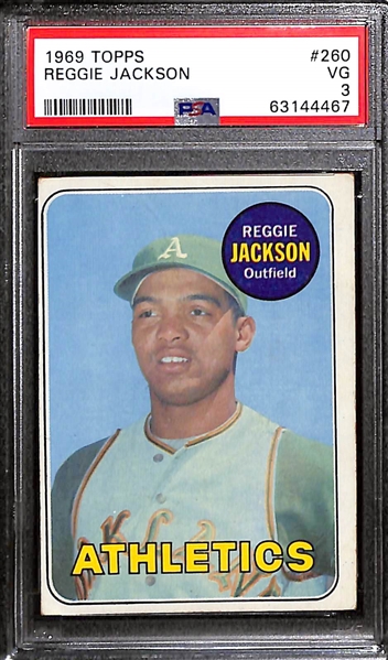 Lot of (2) 1969 Topps Reggie Jackson Rookies #280 - PSA 3 and PSA Authentic