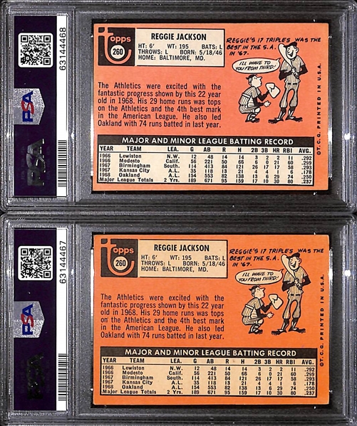 Lot of (2) 1969 Topps Reggie Jackson Rookies #280 - PSA 3 and PSA Authentic