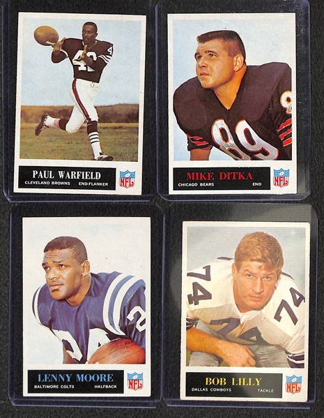  Lot of (130) 1965 & (30) 1966 Philadelphia Football Cards w. 1965 Paul Warfield Rookie Card 
