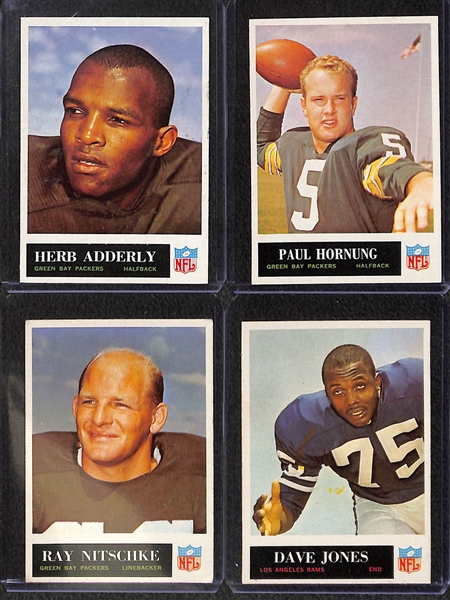  Lot of (130) 1965 & (30) 1966 Philadelphia Football Cards w. 1965 Paul Warfield Rookie Card 