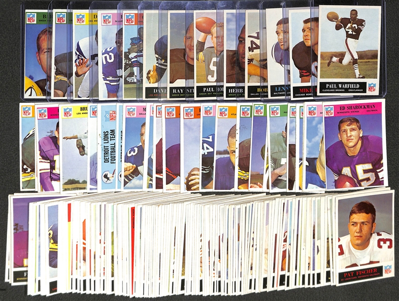  Lot of (130) 1965 & (30) 1966 Philadelphia Football Cards w. 1965 Paul Warfield Rookie Card 