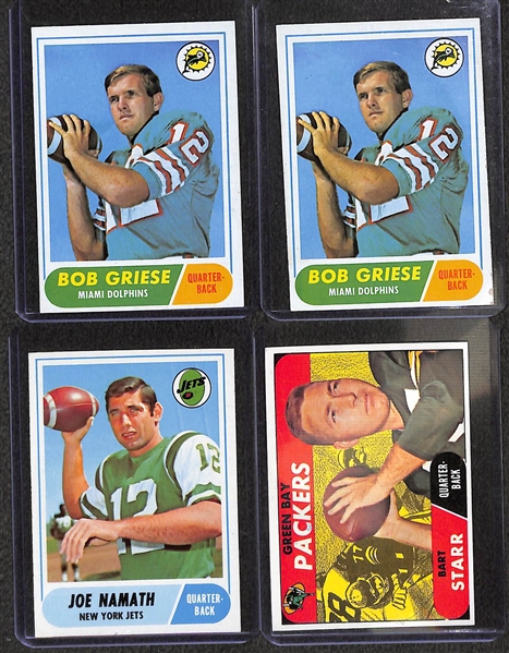  Lot of (17) 1968 Topps Football Star Quarterbacks w. (2) Bob Griese Rookie Cards