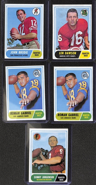  Lot of (17) 1968 Topps Football Star Quarterbacks w. (2) Bob Griese Rookie Cards