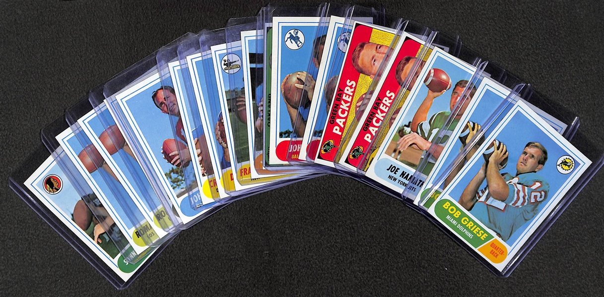  Lot of (17) 1968 Topps Football Star Quarterbacks w. (2) Bob Griese Rookie Cards