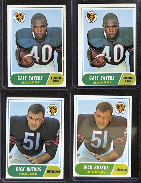  Lot of (250) 1968 Topps Football w. (2) Gale Sayers Cards