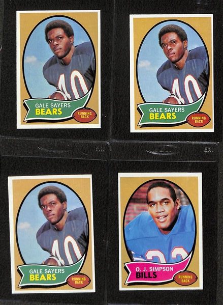  Lot of (270+) 1970 Topps Football Cards w. (3) Gale Sayers and OJ Simpson Rookie Card