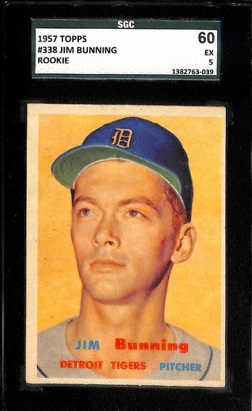 Lot of (5) 1950s and 60s Rookie Baseball Cards (SGC Graded) w. McCovey, Sutton, Bunning and Marichal