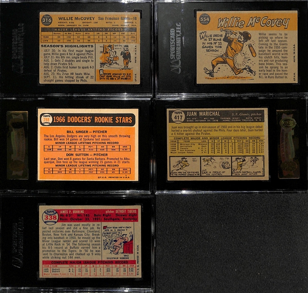 Lot of (5) 1950s and 60s Rookie Baseball Cards (SGC Graded) w. McCovey, Sutton, Bunning and Marichal