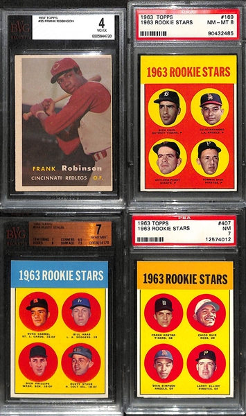 Lot of (4) 1950s & 60s Graded Baseball Rookie Cards w. Frank Robinson and Gaylord Perry