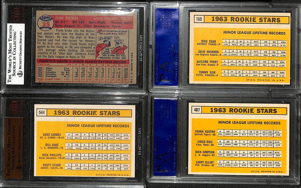 Lot of (4) 1950s & 60s Graded Baseball Rookie Cards w. Frank Robinson and Gaylord Perry