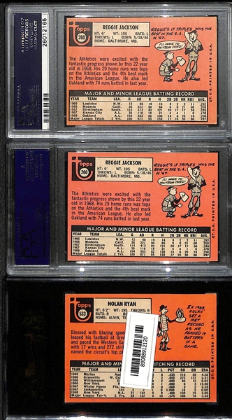 1969 Topps Baseball Graded Lot with (2) Reggie Jackson Rookie Cards and Nolan Ryan