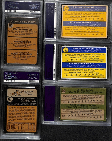 Lot of (5) 1970s PSA Graded Rookie Stars w/ Schmidt, Munson, Gossage 