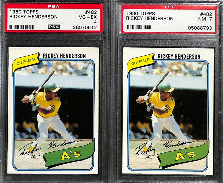 Lot of (8) Mostly 1970s Graded Rookie Lot w/ Rickey Henderson, Fisk, Winfield, Yount, Murray, O. Smith