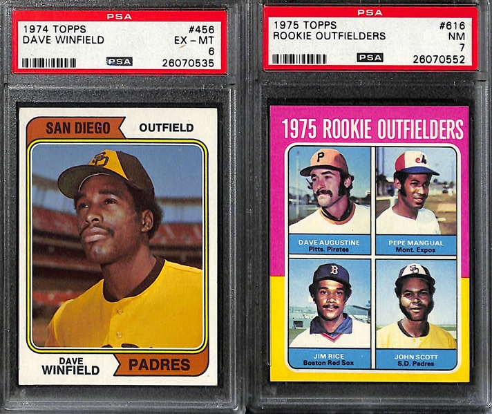Lot of (8) Mostly 1970s Graded Rookie Lot w/ Rickey Henderson, Fisk, Winfield, Yount, Murray, O. Smith