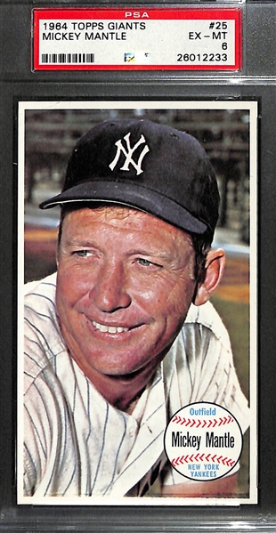 Lot of (4) 1964 Topps Giants PSA Graded Mickey Mantle Cards