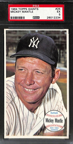 Lot of (4) 1964 Topps Giants PSA Graded Mickey Mantle Cards