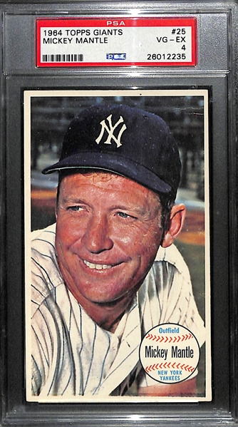 Lot of (4) 1964 Topps Giants PSA Graded Mickey Mantle Cards