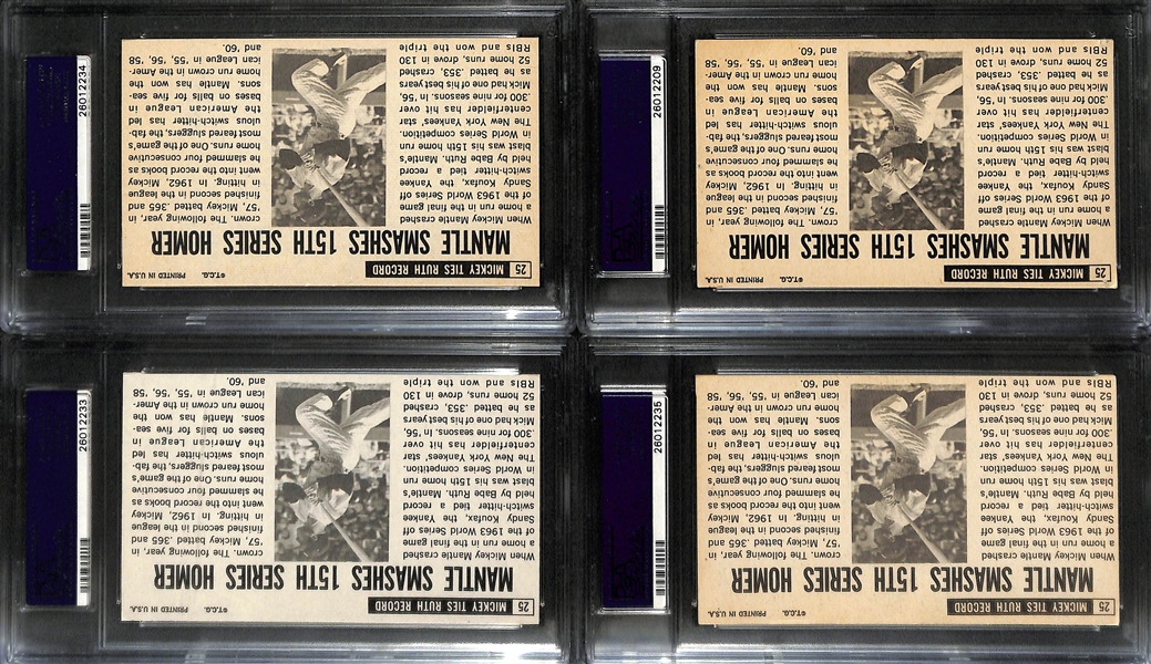 Lot of (4) 1964 Topps Giants PSA Graded Mickey Mantle Cards