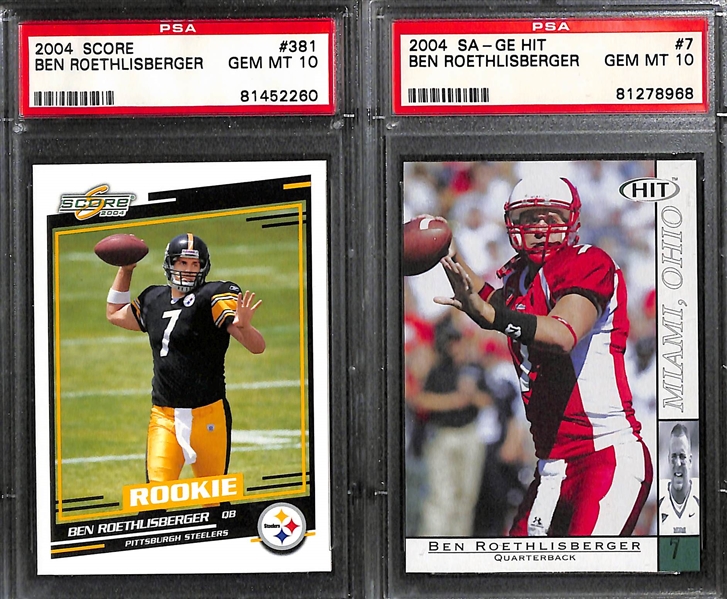 Lot of (8) 2000s Football Gem Mint Graded Rookie Cards w/  Roethlisberger, Warner, Luck, E. Manning