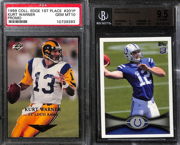 Lot of (8) 2000s Football Gem Mint Graded Rookie Cards w/  Roethlisberger, Warner, Luck, E. Manning