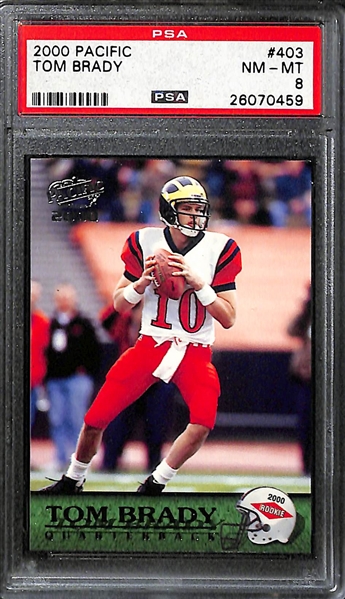 Lot of (4) Tom Brady PSA/BGS Graded Rookie Cards w. Fleer, Pacific, Pacific Aurora, Skybox