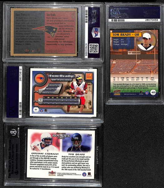 Lot of (4) Tom Brady PSA/BGS Graded Rookie Cards w. Fleer, Pacific, Pacific Aurora, Skybox