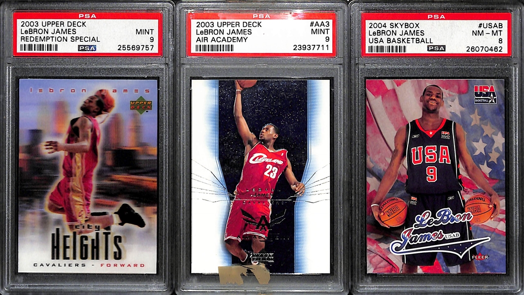 Lot of (3) 2003 & 2004 Lebron James PSA Graded Cards