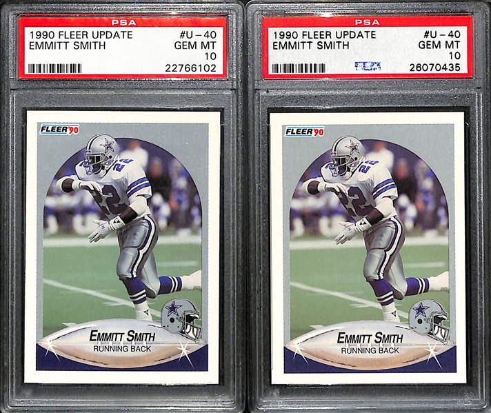 Lot of (2) PSA 10 Graded Emmitt Smith 1990 Fleer Update Rookie Cards