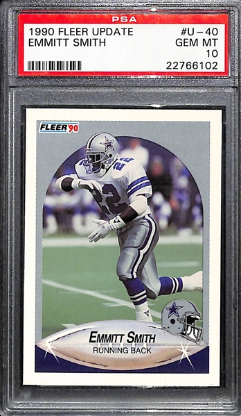 Lot of (2) PSA 10 Graded Emmitt Smith 1990 Fleer Update Rookie Cards