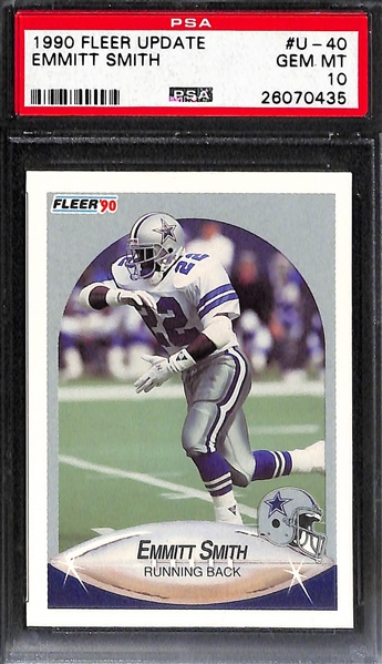 Lot of (2) PSA 10 Graded Emmitt Smith 1990 Fleer Update Rookie Cards