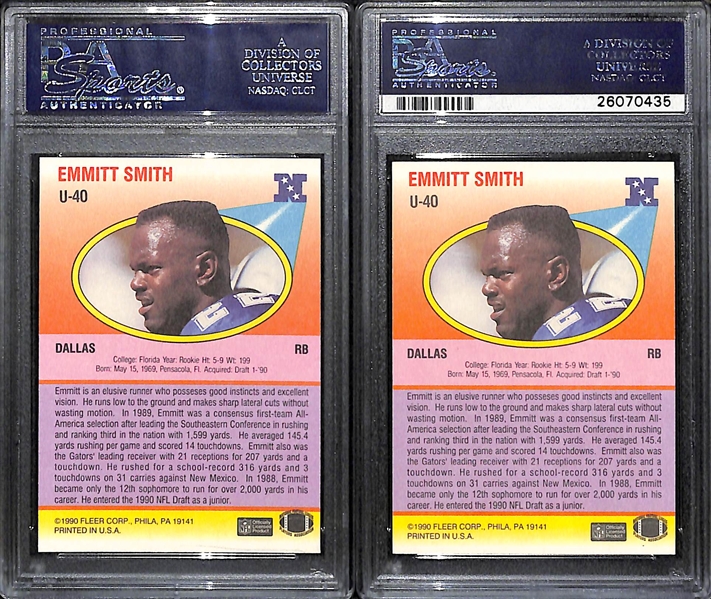 Lot of (2) PSA 10 Graded Emmitt Smith 1990 Fleer Update Rookie Cards
