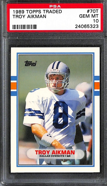 Lot of (7) Graded Gem Mint Star Quarterback Rookie Cards w. Favre, Aikman, Manning