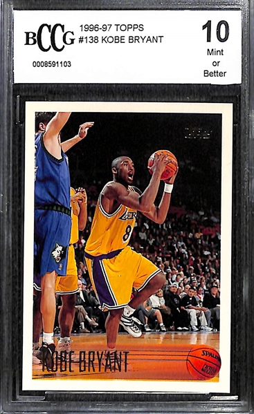 Lot of (3) BCCG 10 1996-97 Graded Kobe Bryant Rookie Cards (Topps, Fleer, Finest)