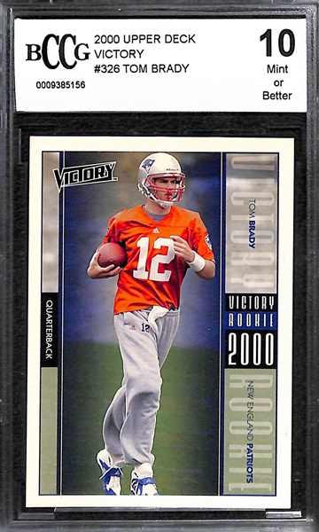 Lot of (3) BCCG 10 Graded Tom Brady Rookie Cards (Impact, Victory, Paramont)