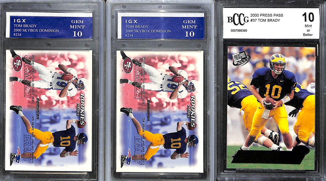 Lot of (3) Graded 10 Tom Brady Rookie Cards