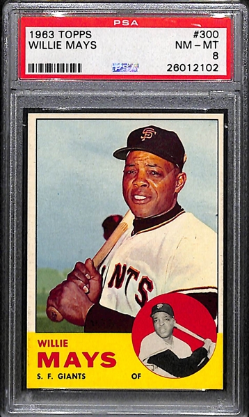 1963 Topps Willie Mays # 300 Graded PSA 8 NM-MT