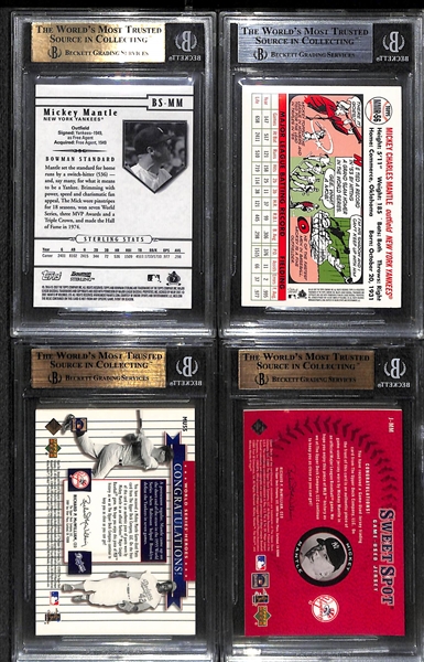 Lot of (4) BGS Graded Mickey Mantle Game Used Jersey Cards