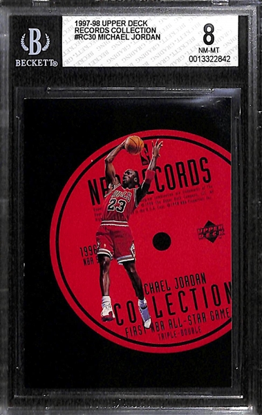 Michael Jordan Insert Lot - 1997 Upper Deck Records Collection (BGS 8) & 1992 Stadium Club Beam Team (BGS Authentic)